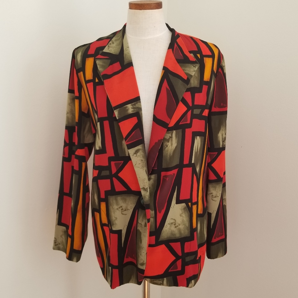 Donovan-Galvani of Dallas Vintage Multicolor Geometric Thin Blazer Jacket